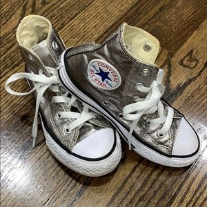 Girls Converse Chucks high tops silver sz 12